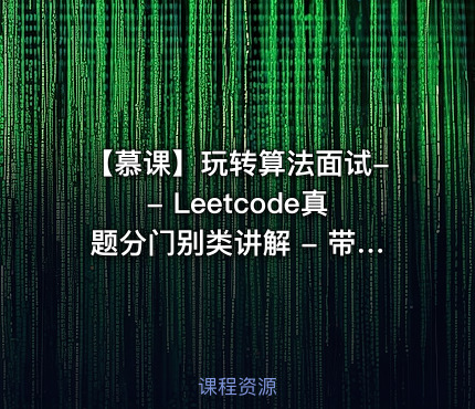 【慕课】玩转算法面试-- Leetcode真题分门别类讲解 - 带源码课件