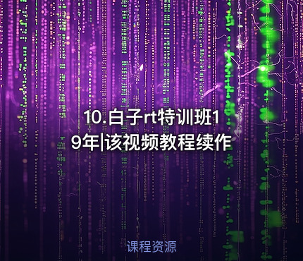 10.白子rt特训班19年|该视频教程续作
