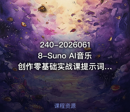240-20260618-Suno AI音乐创作零基础实战课提示词・声音克隆・翻唱・后期全流程零基础做音乐接单变现更多资源