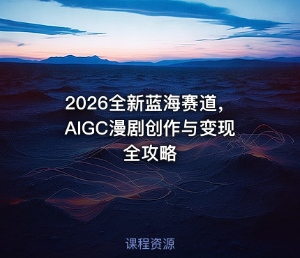 2026全新蓝海赛道，AIGC漫剧创作与变现全攻略
