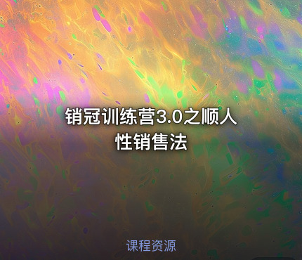 销冠训练营3.0之顺人性销售法