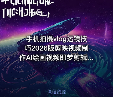 手机拍摄vlog运镜技巧2026版剪映视频制作AI绘画视频即梦剪辑电脑端手机零到精通