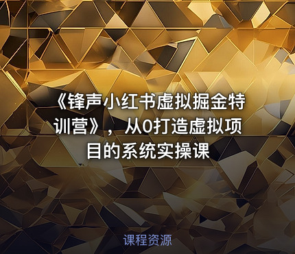 《锋声小红书虚拟掘金特训营》，从0打造虚拟项目的系统实操课