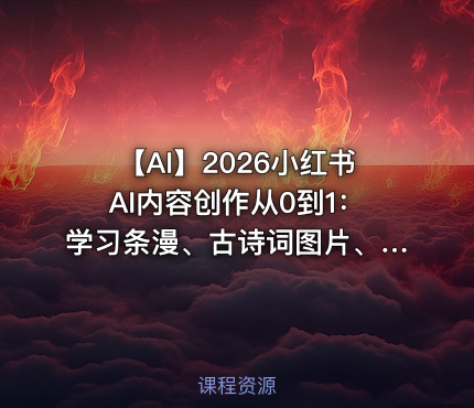 🍠 【AI】2026小红书AI内容创作从0到1：学习条漫、古诗词图片、绘本