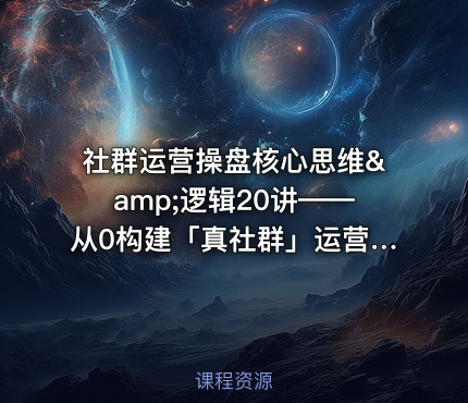 社群运营操盘核心思维&amp;逻辑20讲——从0构建「真社群」运营底层操作系统